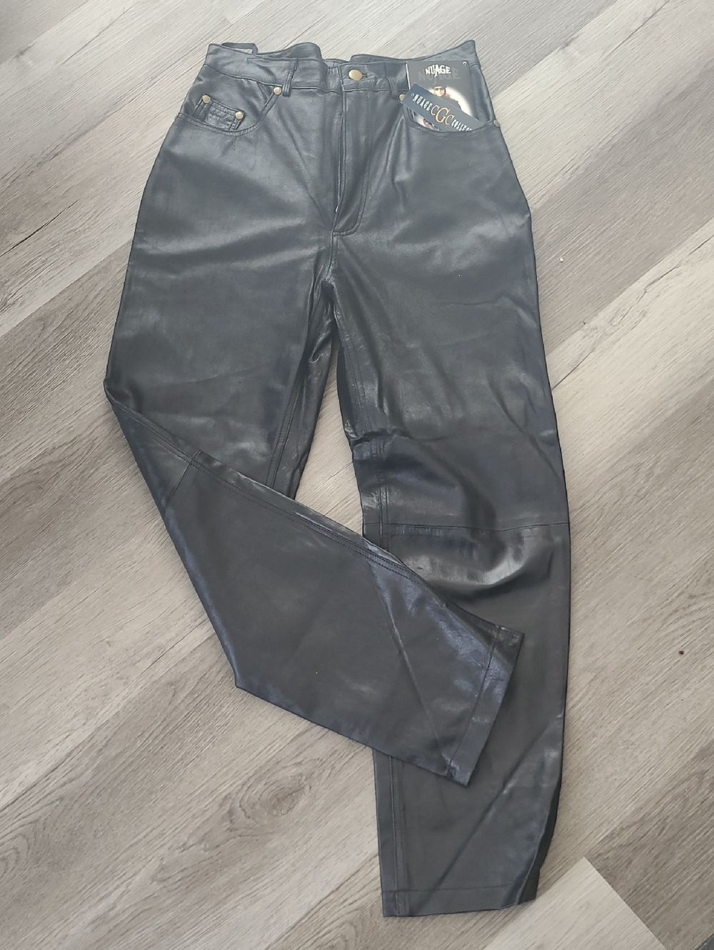 Vintage High-Waist Black Leather Jeans Size Us 12